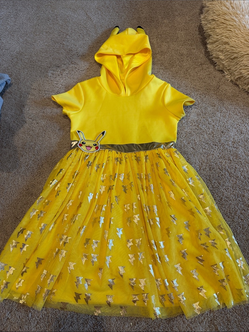 Yellow Pikachu Hooded Tulle Dress girls 10/12